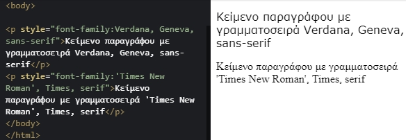 Παράδειγμα γραμματοσειρών